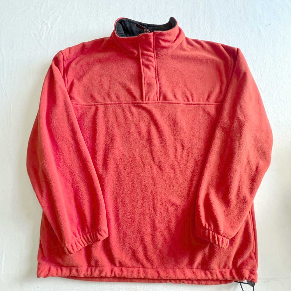 Faded Glory L Mandarin‎ Orange Fleece Pullover Mock Neck Outdoors Hiking Walking
